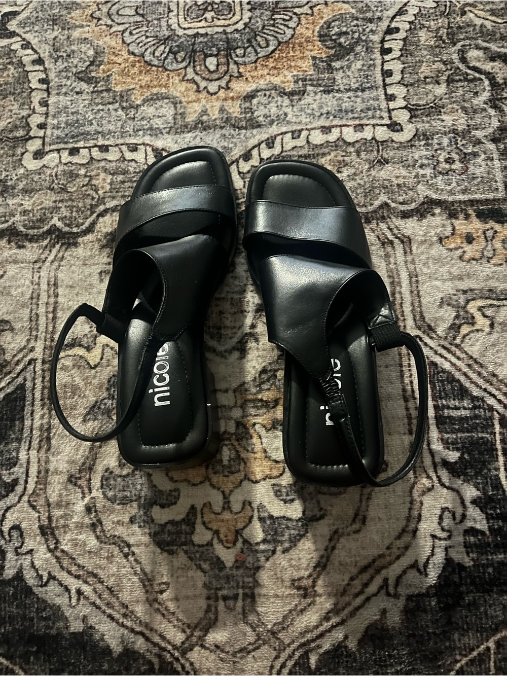 Nicole Miller Black Crisscross Slingback Sandals